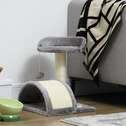 Pawhut Árbol Rascador Para Gatos 2 Niveles Con Poste Tablero Para Rascar Gris_1