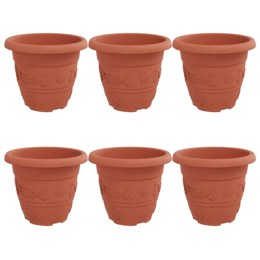 Maceta Redonda Para Flores 6 Pcs Rojo Ladrillo Ø 26 X 21.5 Cm_0