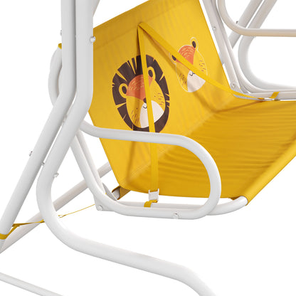 Outsunny Columpio De Jardín Infantil Con Patrón De León 110x70x110 Cm Amarillo_3