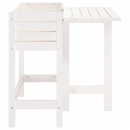 Jardinera Con Tapa Plegable Madera Maciza De Pino Blanca_4