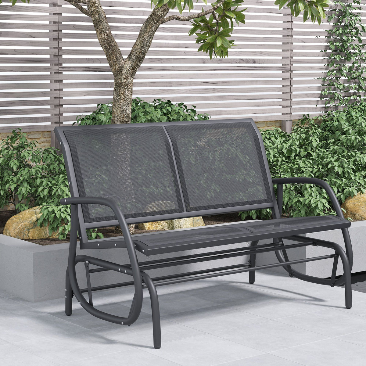 Banco Balancín Outsunny Black 120x70x85 Cm Metal_1