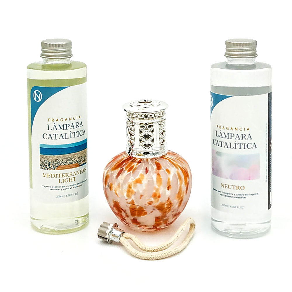 Pack Ahorro Lámpara Catalítica Drops Orange + Fragancia Mediterranean Light 200ml + Neutro 200ml + Mecha Repuesto_0