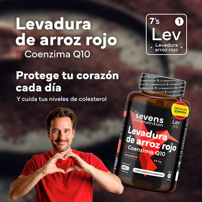 Levadura de Arroz Rojo con Monacolina K y CoQ10 Sevens Nutrition 400 cápsulas