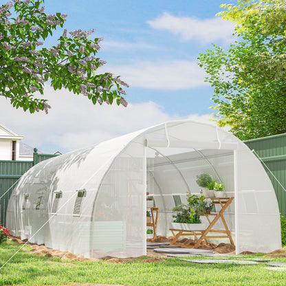 Outsunny Invernadero De Túnel 8x3x2 M Con 12 Ventanas Cubierta Pe Cultivo Blanco_1