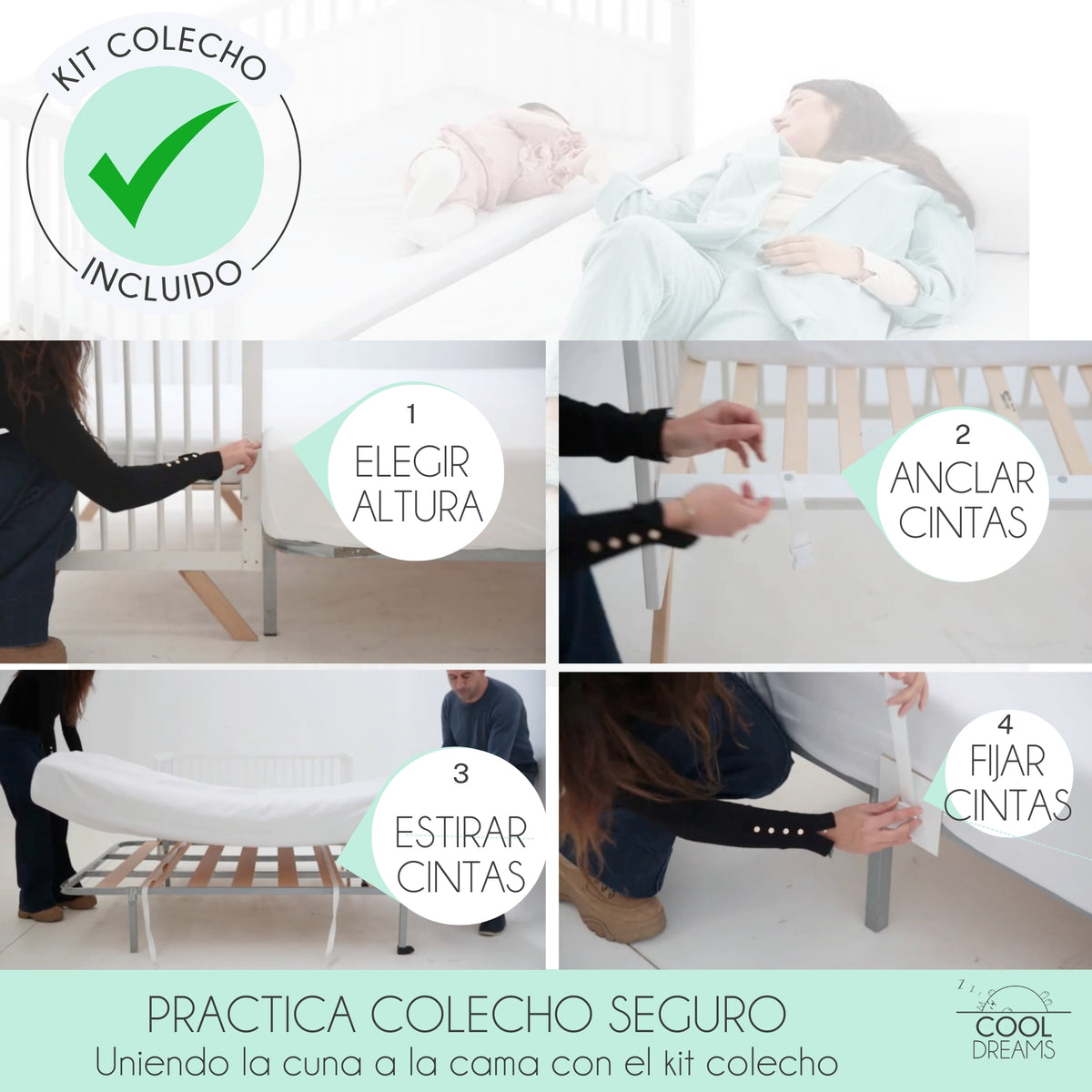 Cuna Colecho De Bebé Nuru Estilo Nórdico 120x60 Cm, Con Kit Colecho Y Colchón Morfeo_1