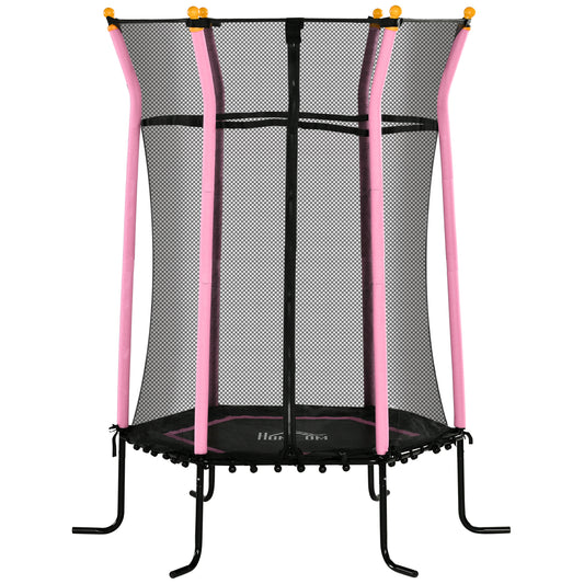 Cama Elástica Infantil Homcom Acero, Pp Rosa 122x111x190 Cm_0