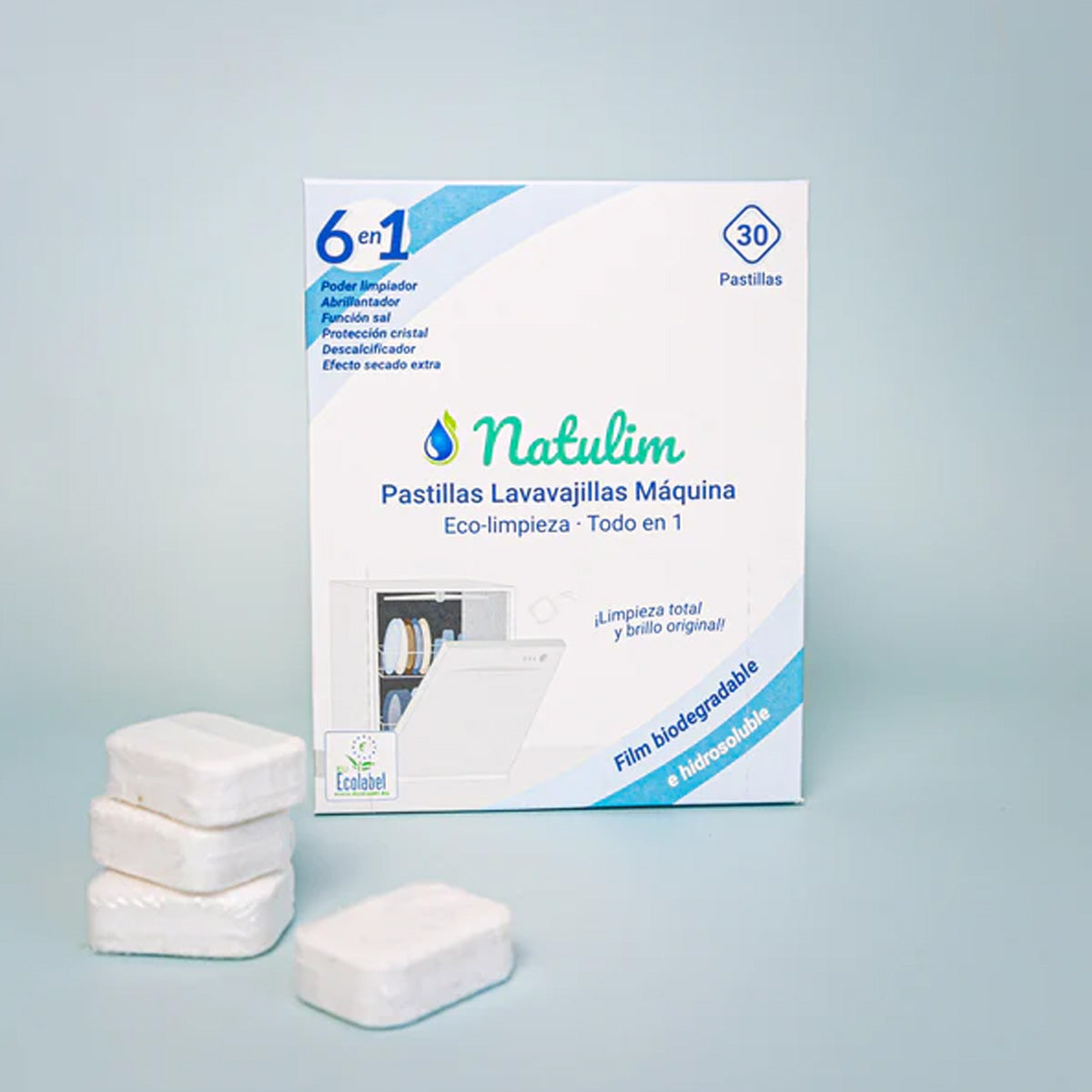 Pack 2x Eco Pastillas 6 en 1 Lavavajillas, Natulim, 30 unidades