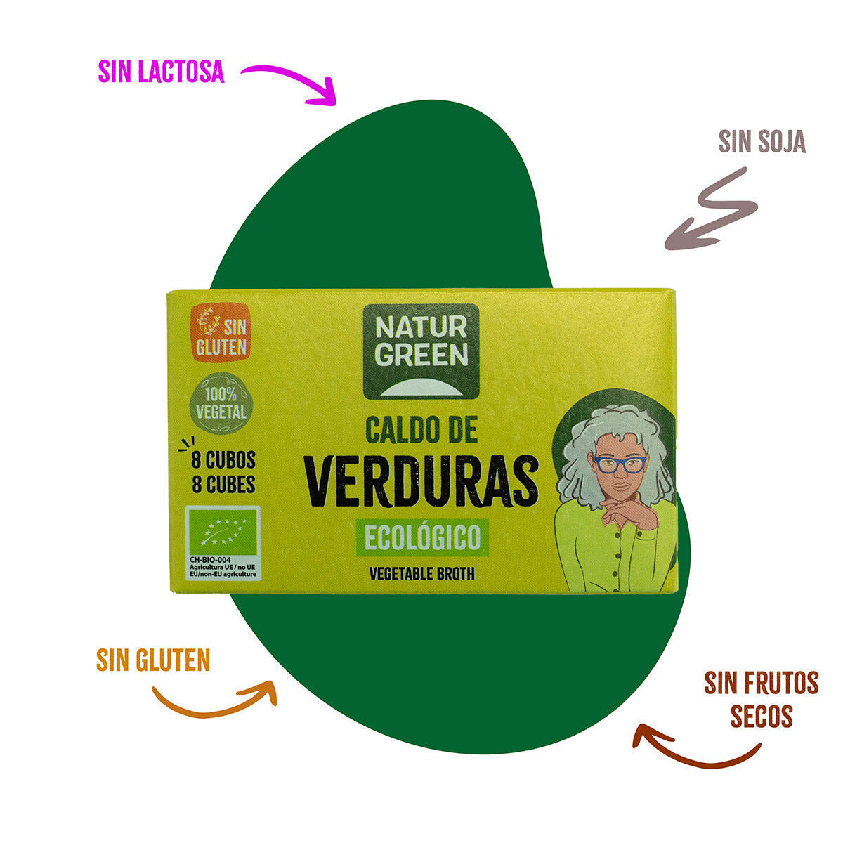 Cubitos de Caldo Vegetal sin gluten Naturgreen 10.5 g