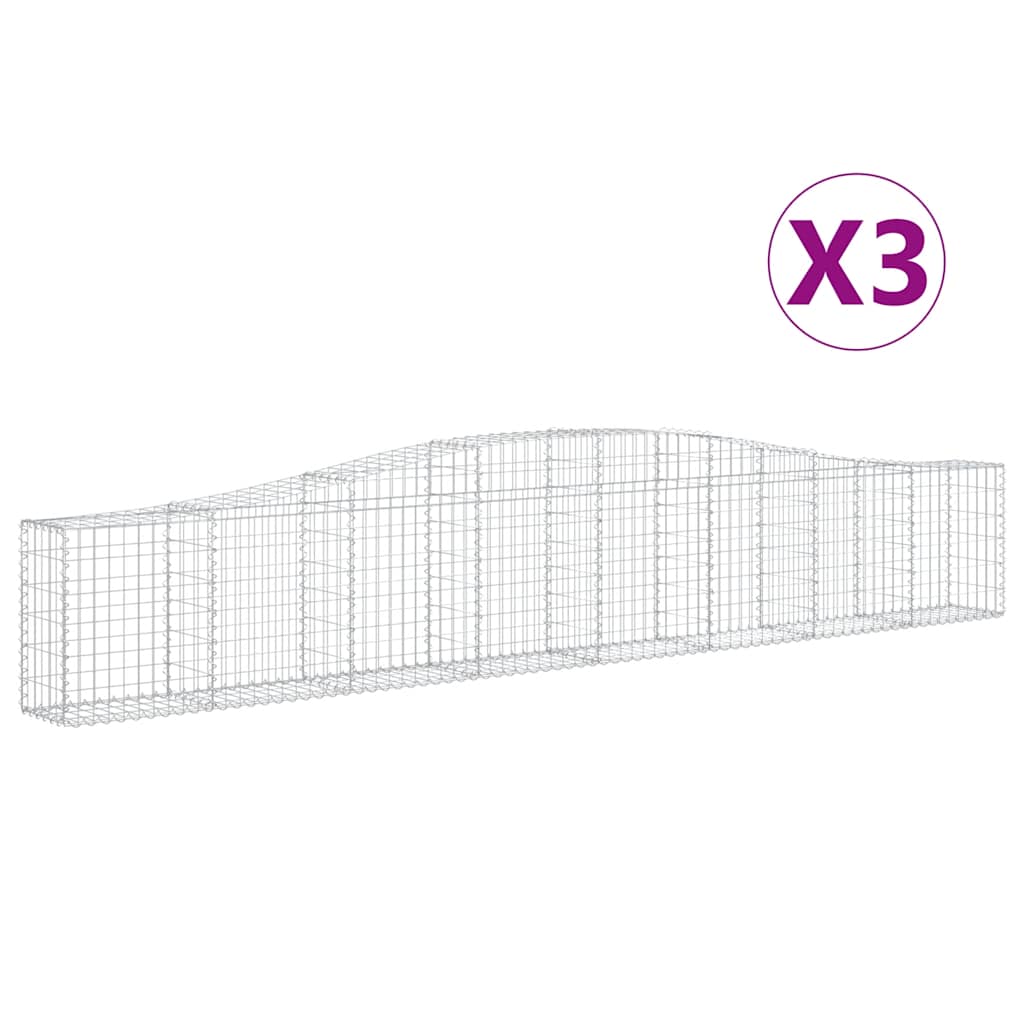 Cestas De Gaviones 3 Uds Forma De Arco Hierro 400x30x60/80 Cm_0