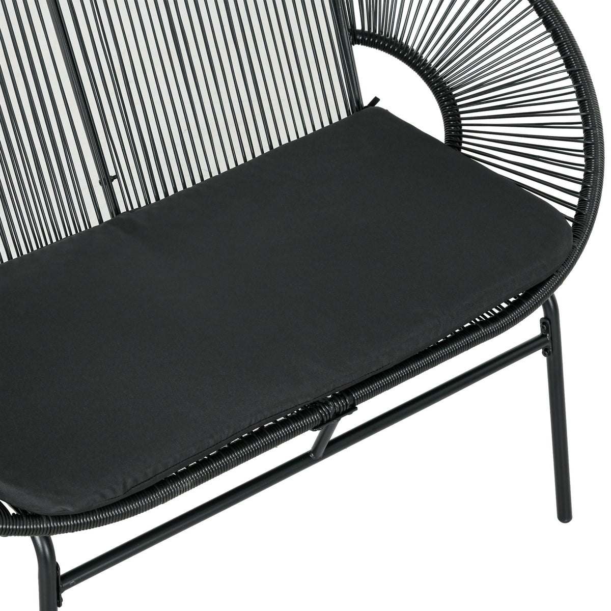 Outsunny Silla Acapulco De 2 Plazas Con Reposabrazos Cojines 132x72x83 Cm Negro_3