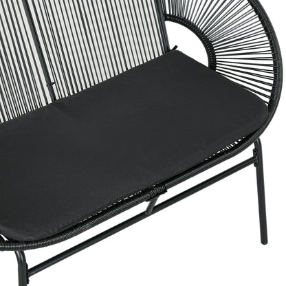 Outsunny Silla Acapulco De 2 Plazas Con Reposabrazos Cojines 132x72x83 Cm Negro_3
