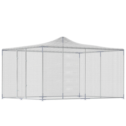 Gallinero Para Exterior Pawhut Acero Galvanizado Plata 400x300x197 Cm_0