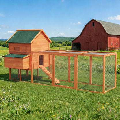 Pawhut Gallinero Grande Exterior Con 2 Nidos Corral 347x160x150cm Naranja_3