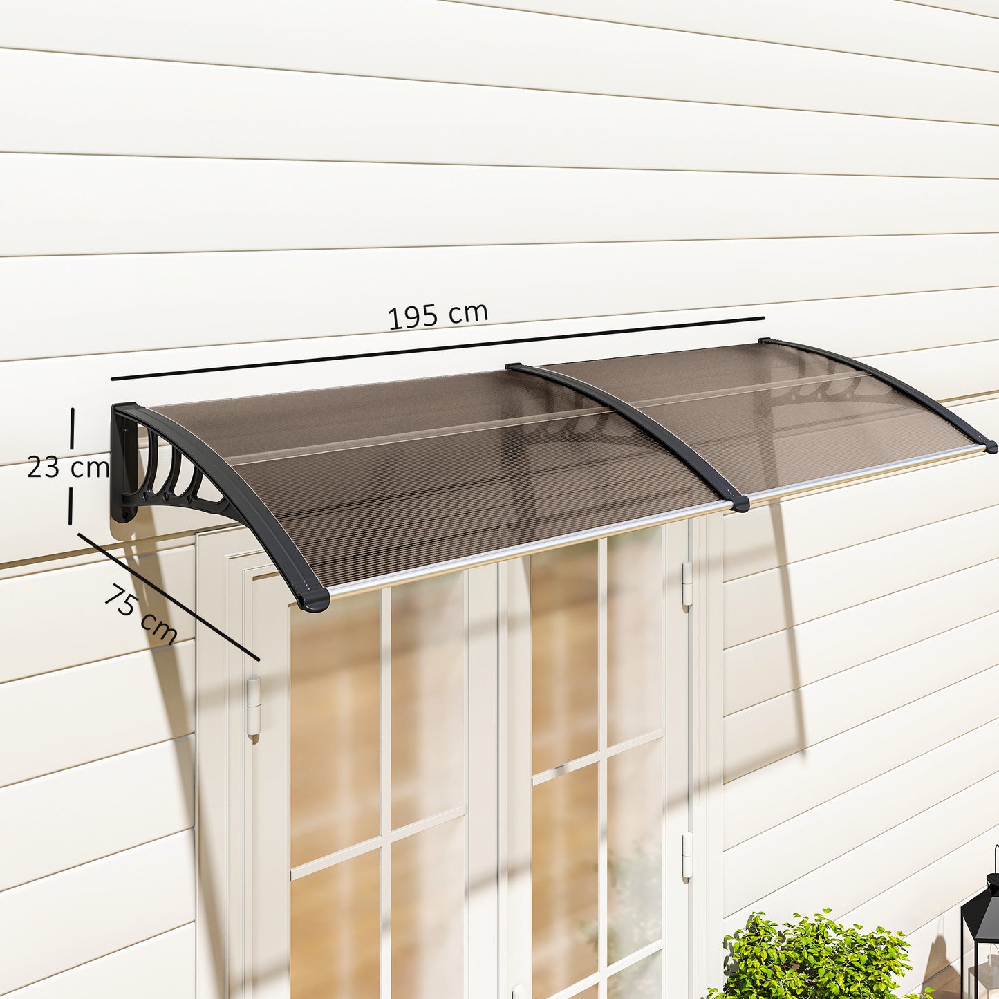 Outsunny Marquesina Para Puertas Y Ventanas 195x75cm Con Soporte De Aluminio_2