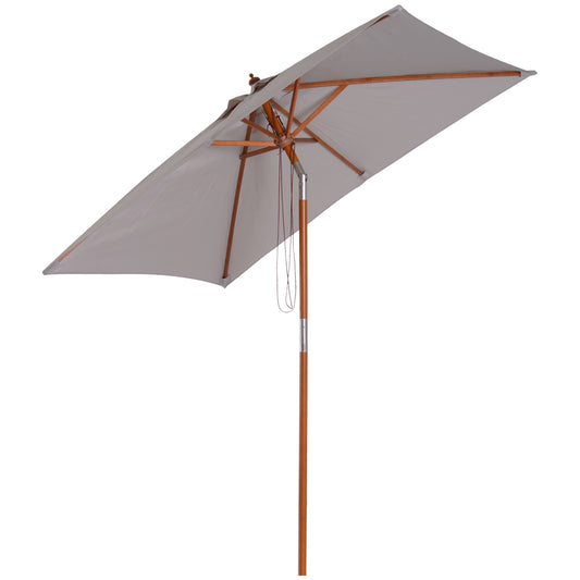 Sombrilla De Jardín Inclinable De Madera Outsunny 200x150x230 Cm Gris_0