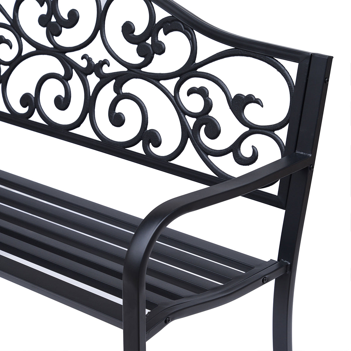 Banco De Jardín Outsunny Acero Negro 127x60x89 Cm_4