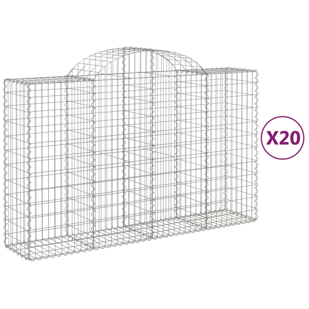 Cestas Gaviones 20 Uds Forma De Arco Hierro 200x50x120/140 Cm_0
