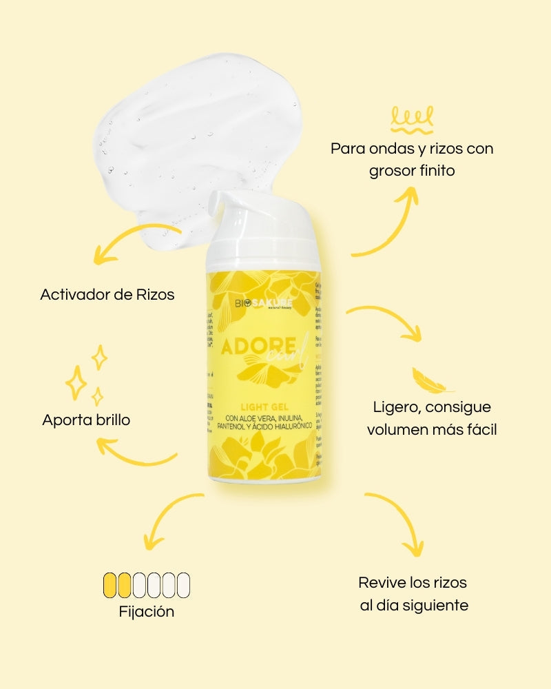 Gel Fijador Para Pelo Fino, Ligero Y Volumen Fácil Adore Curl Gel 500 Ml Bio Sakure_2