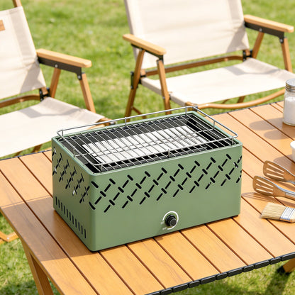 Barbacoa De Carbón Outsunny Metal Verde 45.5x29x21 Cm_1