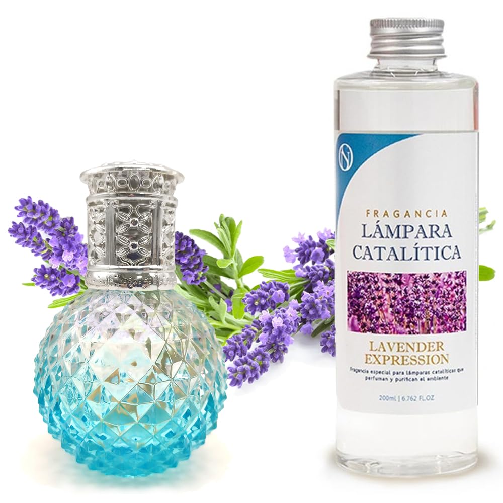 Lámpara Catalítica Blue Diamonds + Fragancia Aroma Lavender Expression 200ml - Elimina Malos Olores, Impurezas Y Perfuma_0