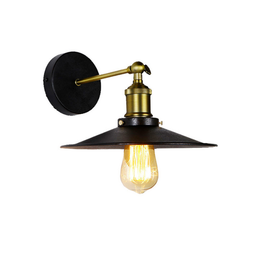 Aplique De Pared Metalico Vintage E27 60w Color Negro Ø28x24,5x26cm Edm_0