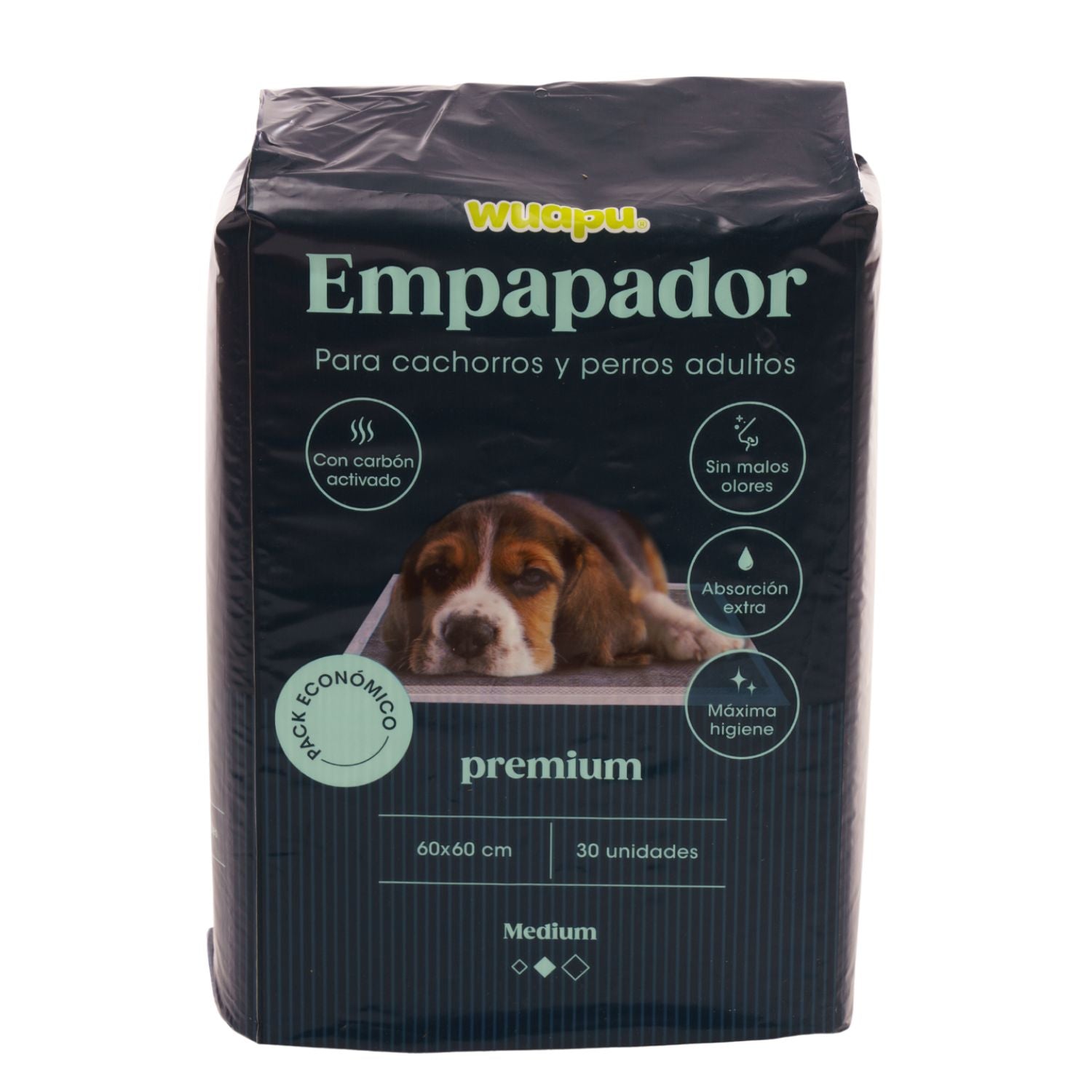 30 Empapadores Con Carbón Activado Para Perro Wuapu, Gran Absorción Sin Olores. Talla M 60x60cm_0