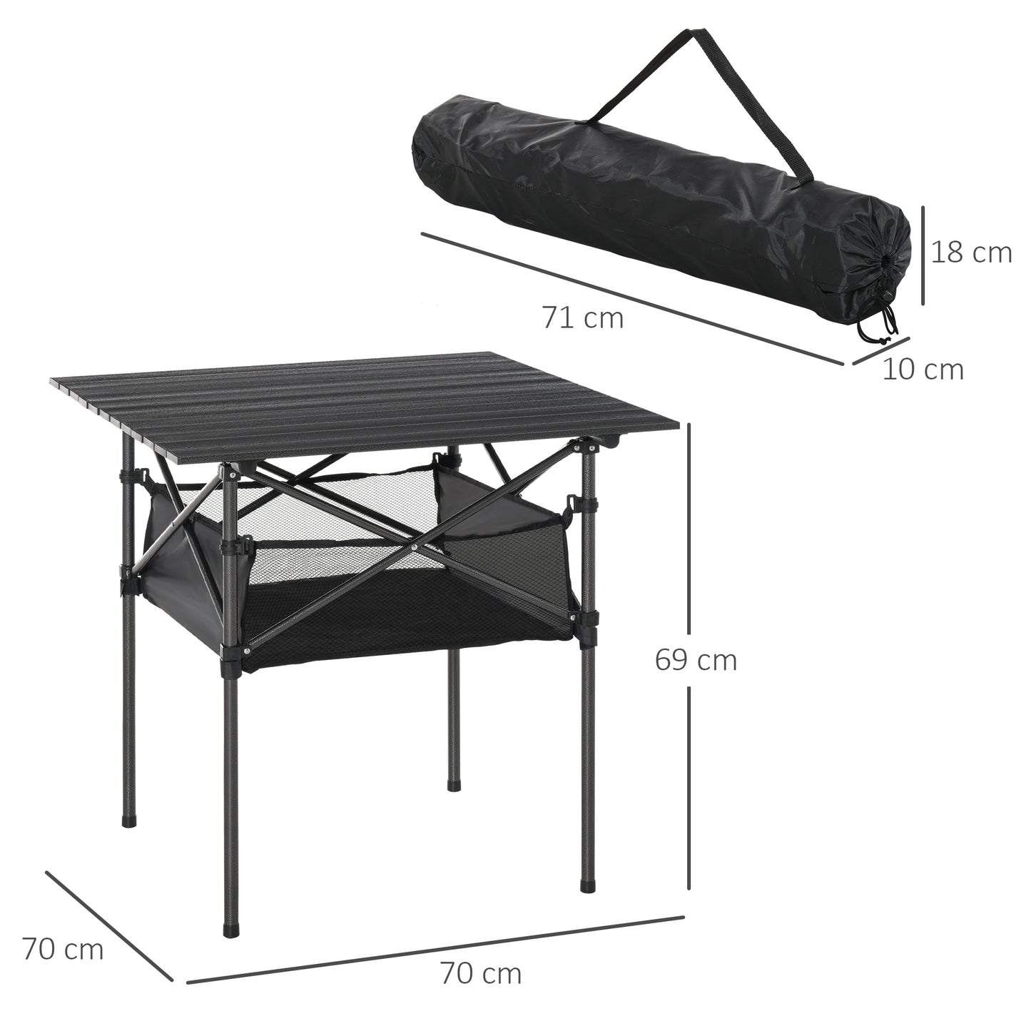 Outsunny Mesa De Camping Plegable Con Almacenaje De Malla Bolsa De Transporte_2