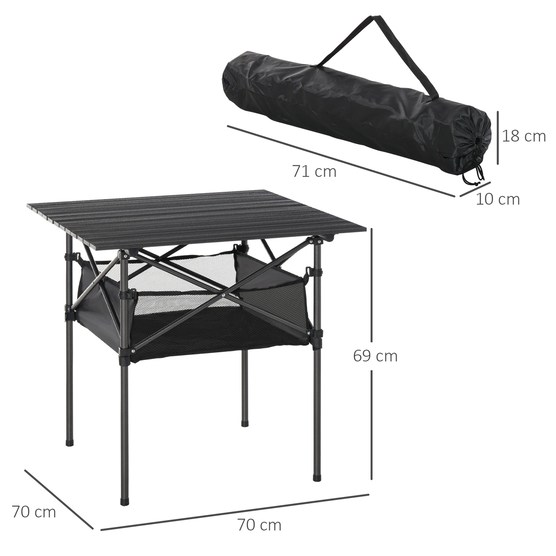 Outsunny Mesa De Camping Plegable Con Almacenaje De Malla Bolsa De Transporte_2
