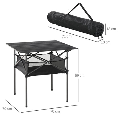 Outsunny Mesa De Camping Plegable Con Almacenaje De Malla Bolsa De Transporte_2