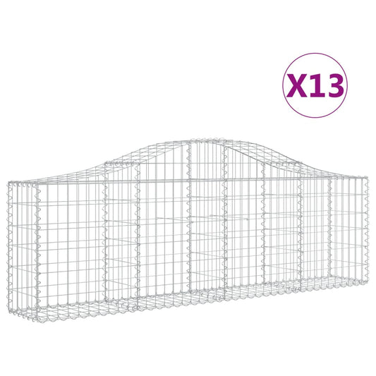 Cestas De Gaviones 13 Uds Forma De Arco Hierro 200x30x60/80 Cm_0