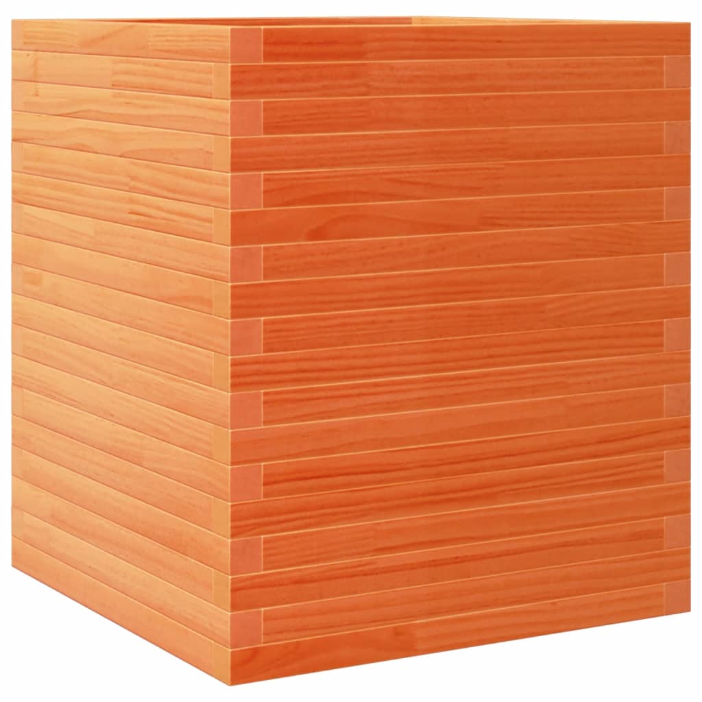 Jardinera De Madera Maciza De Pino Marrón Cera 60x60x68,5 Cm_0