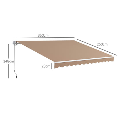 Toldo Manual Retráctil Outsunny Poliéster Marrón 350x250 Cm_2