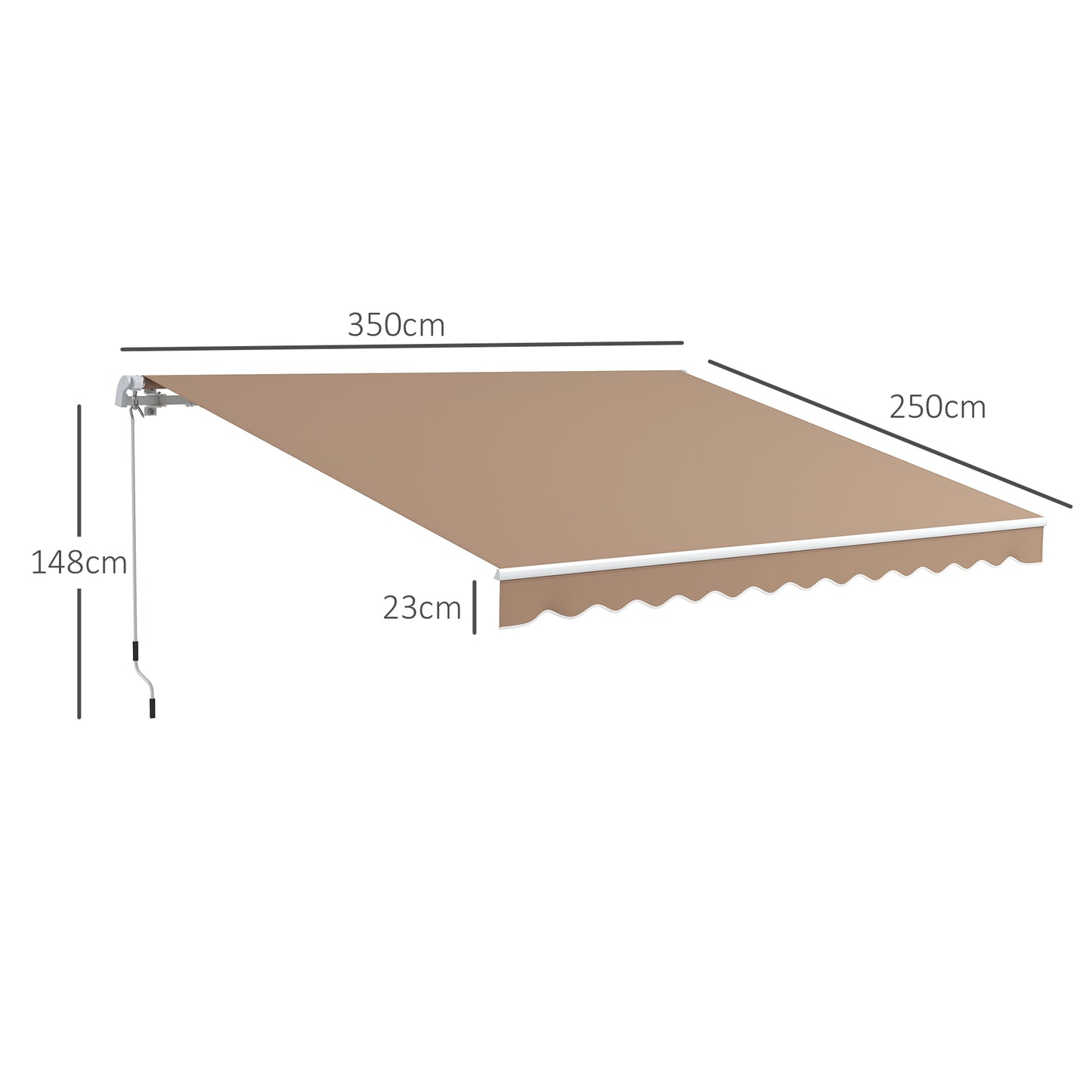 Outsunny Toldo Manual Retráctil 350x250 Cm Con Manivela De Metal Marrón_2