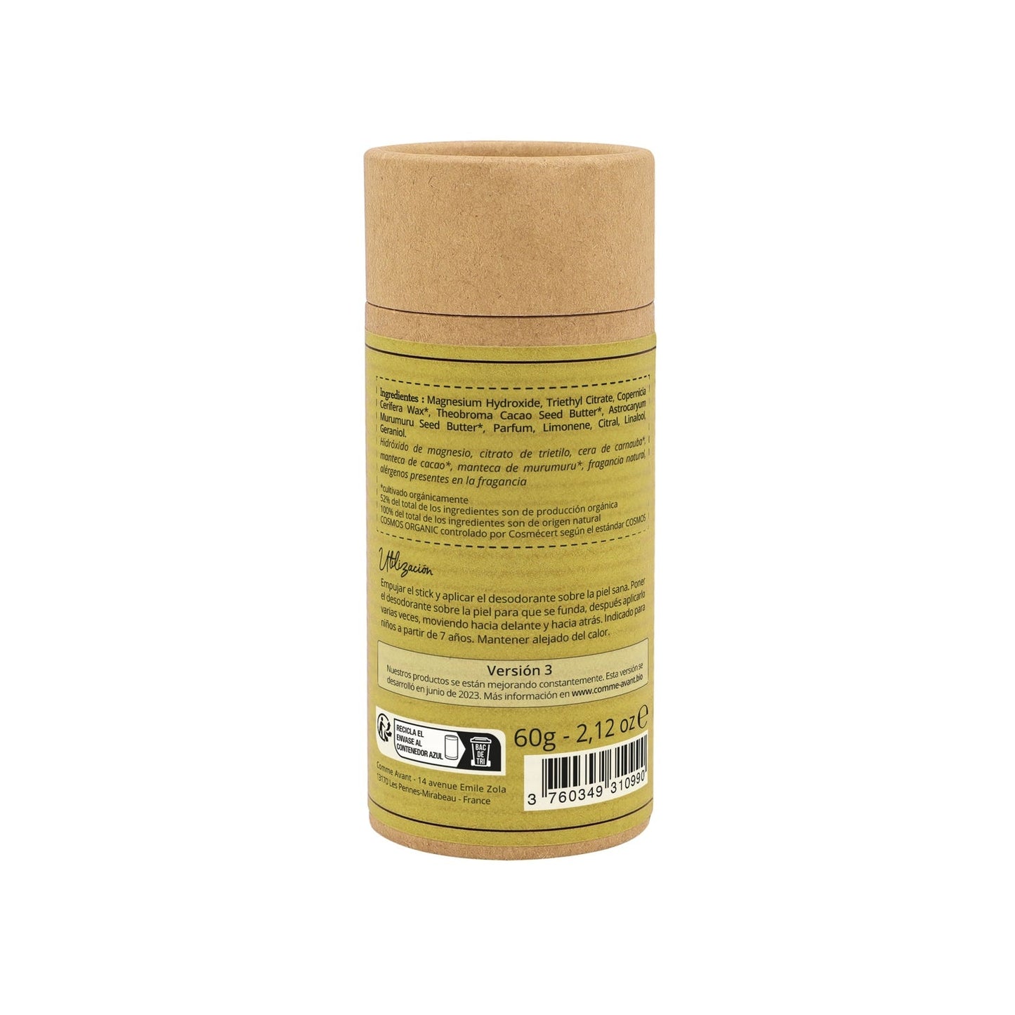 Desodorante sólido de cidra y bambú Comme Avant 60 g