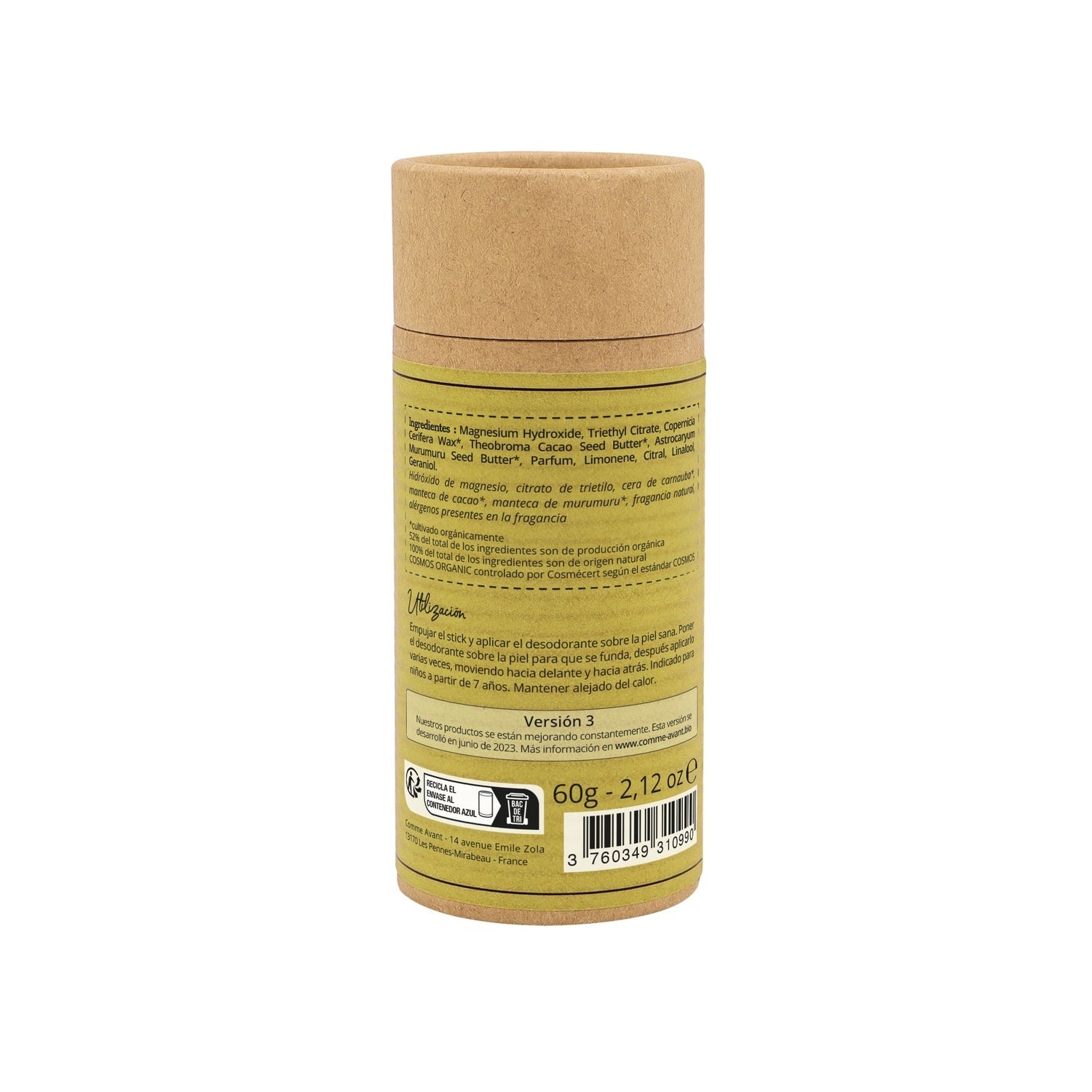 Desodorante sólido de cidra y bambú Comme Avant 60 g