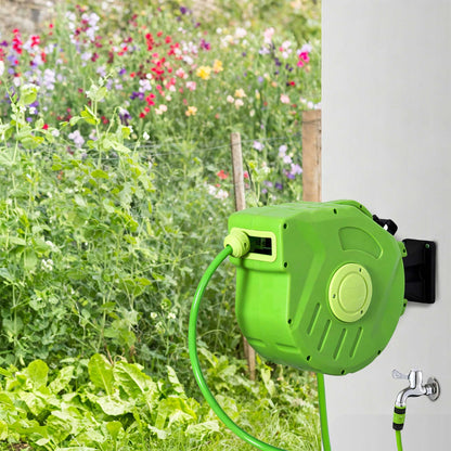 Carrete Para Manguera Outsunny Verde Con 15m De Manguera_1