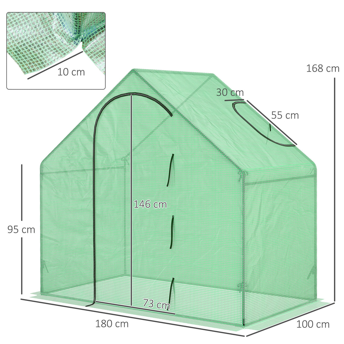 Invernadero Pequeño Outsunny Pe, Acero Verde 180x100x168 Cm_2