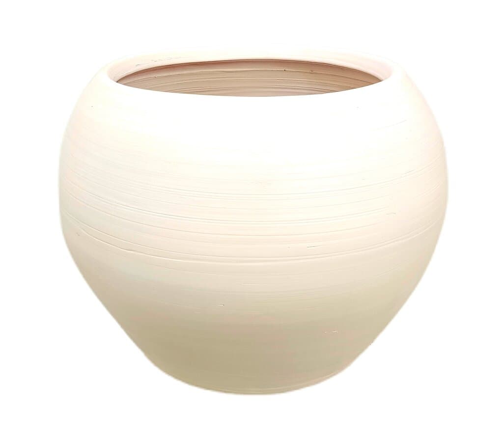 Macetero De Cerámica Esfera Blanco 35cm_0