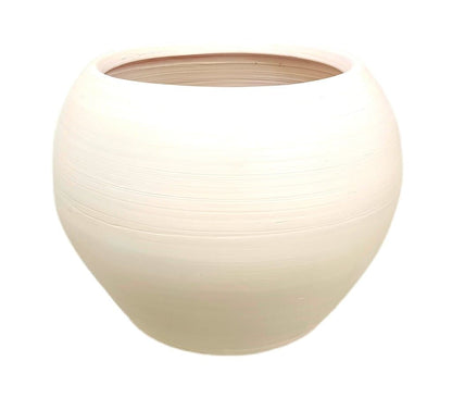 Macetero De Cerámica Esfera Blanco 35cm_0