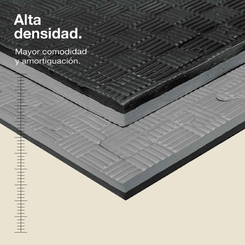 Tatami Puzzle 2cm 100x100cm – Superficie 5 Líneas Gris/negro Jowy_1