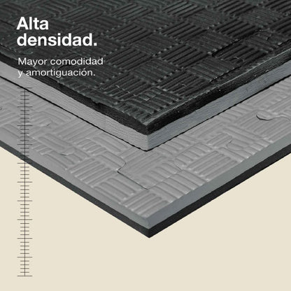 Tatami Puzzle 2cm 100x100cm – Superficie 5 Líneas Gris/negro Jowy_1