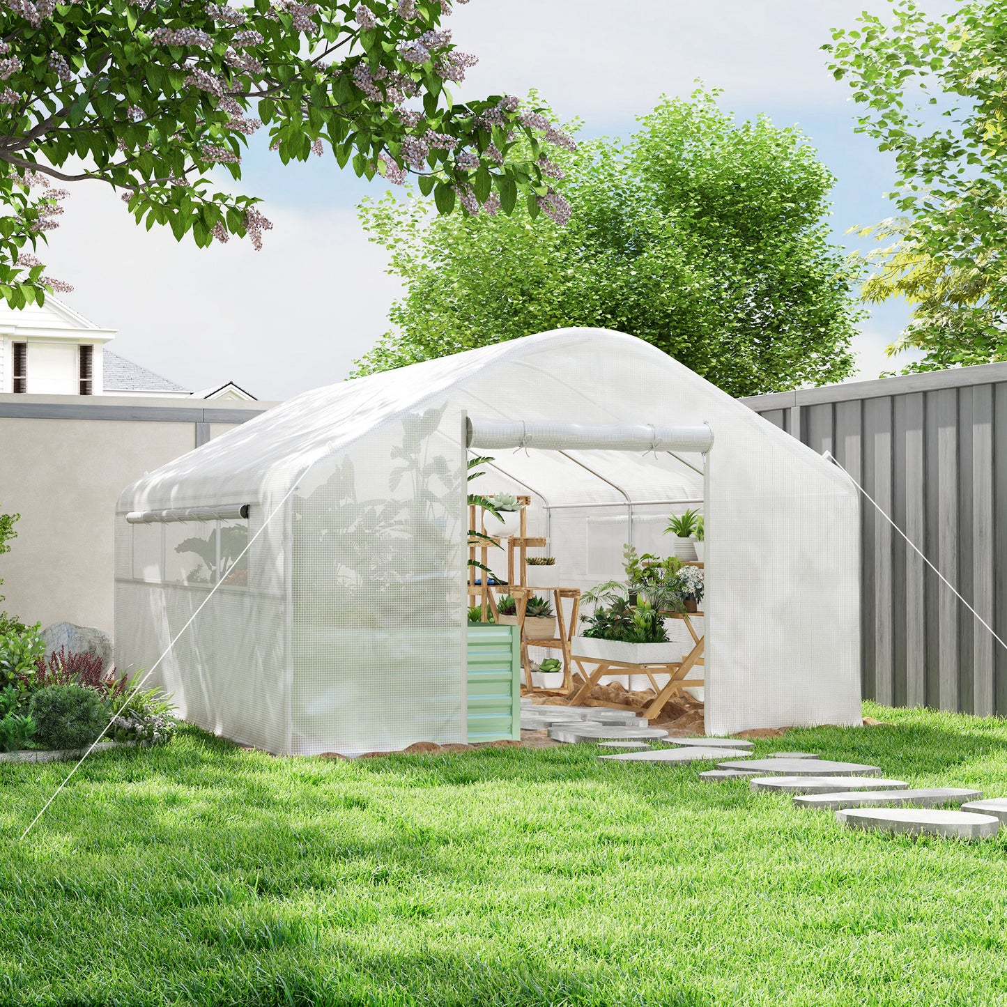 Outsunny Invernadero De Exterior 4x3x2 M Con Cubierta De Pe Anti-uv Blanco_1
