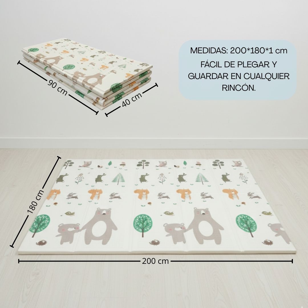 Bathby | Alfombra Plegable Para Bebé 200 × 180 Cm, Reversible Animales/invierno_5