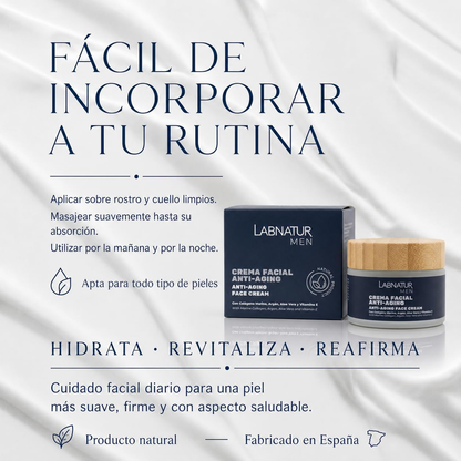 Crema Facial para Hombre Labnatur 50 ml | Colágeno Marino, Argán y Ginseng | Hidratación, Firmeza y Antiedad_3