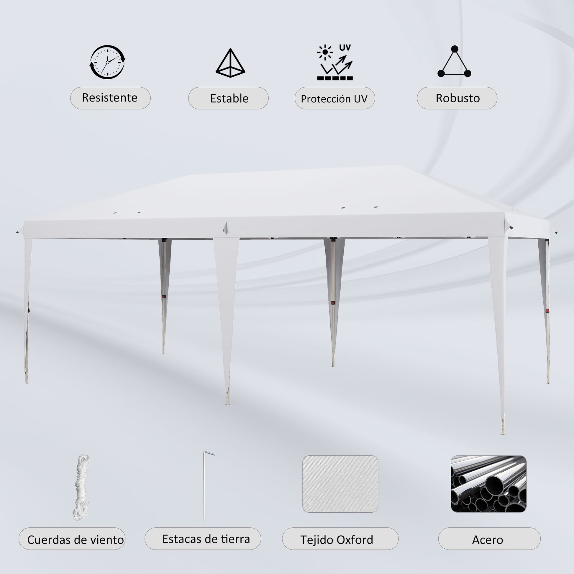 Outsunny Carpa Plegable 6x3 M Con Altura Ajustable Anti-uv Blanco_5