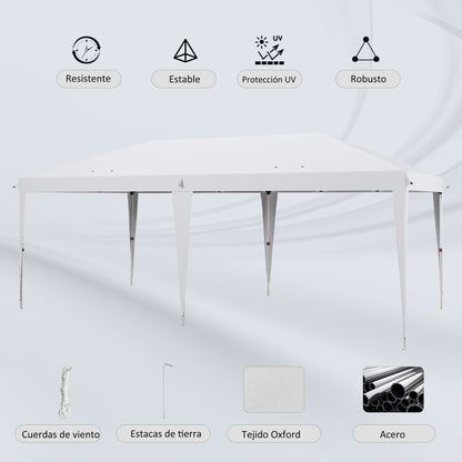 Outsunny Carpa Plegable 6x3 M Con Altura Ajustable Anti-uv Blanco_5
