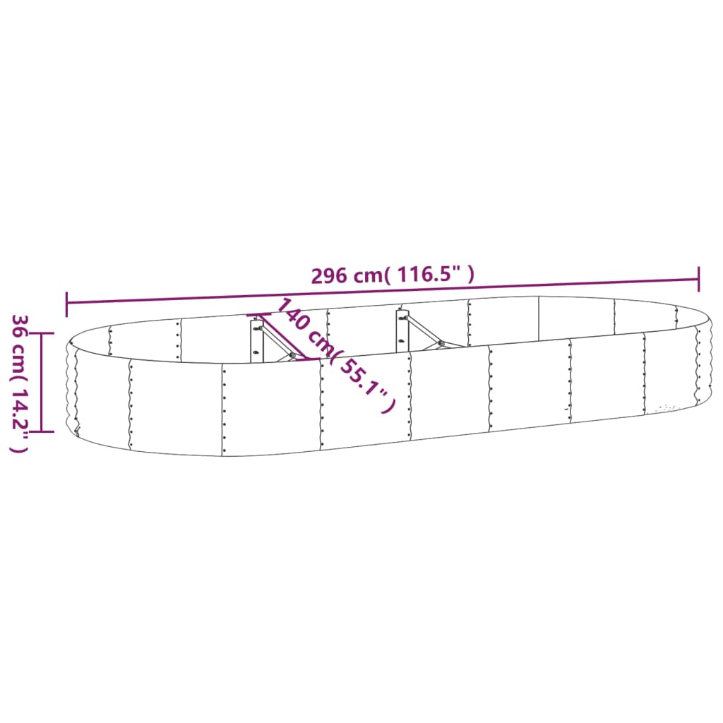 Jardinera Arriate Acero Galvanizado Gris 296x140x36cm_5