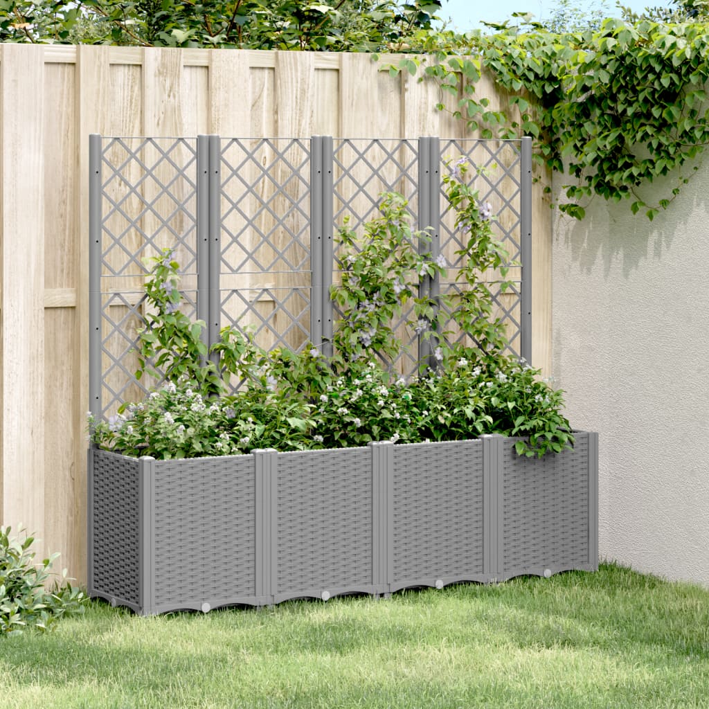 Jardinera Con Enrejado Pp Gris Claro 160x40x140 Cm_1