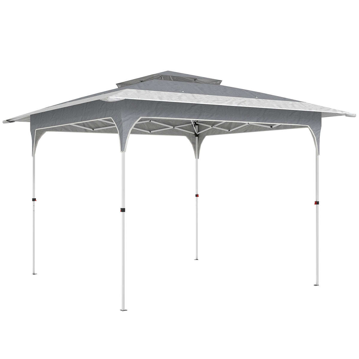 Outsunny Carpa Plegable 3,5x3,5 M Con Doble Techo Altura Ajustable Upf50+ Gris_0