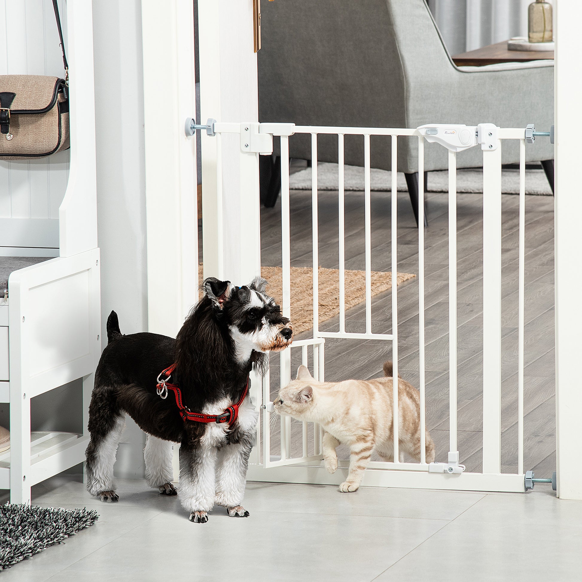Pawhut Barrera De Seguridad Para Perros Extensible 74-80x76,2 Cm Blanco_1